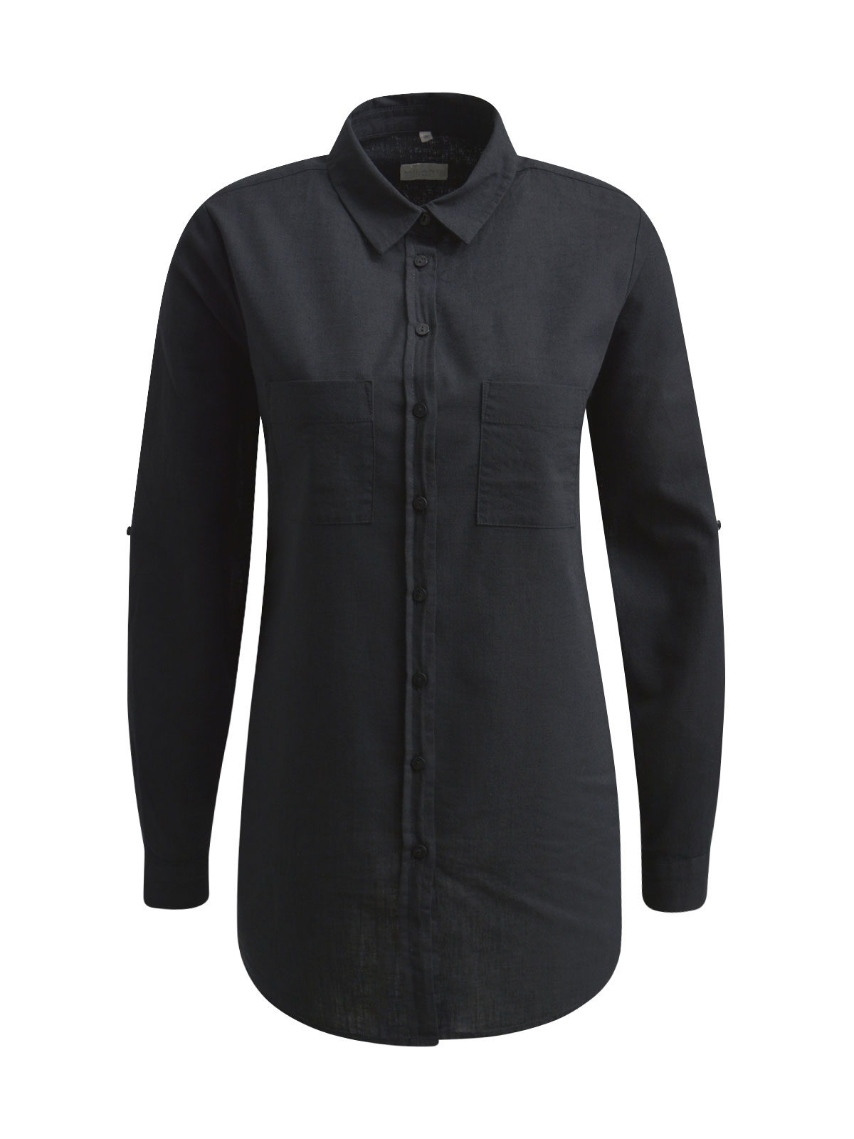 MILANO ITALY Bluse Mit Leinen Schwarz DESIGNERMODE COM