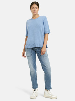 Vorschau: MILANO ITALY Damen Kurzarmpullover, blau Vorschau: MILANO ITALY Damen Kurzarmpullover, blau